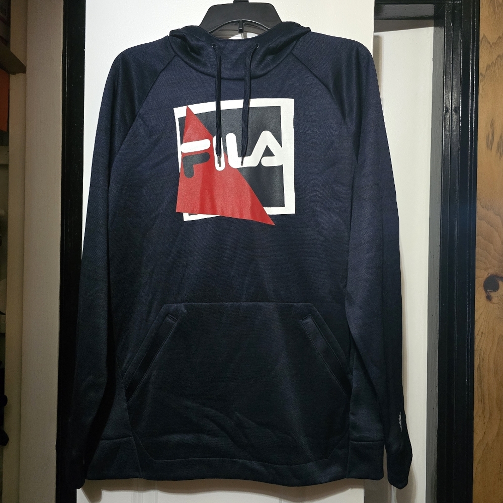 Fila Men's Fleece Navy Blue Hoodie Size Medium